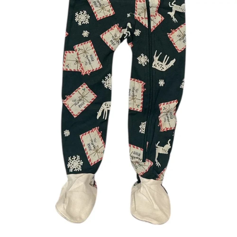 Burt’s Bees Baby Christmas Footed Pajamas 24M Organic Cotton Zip NWT